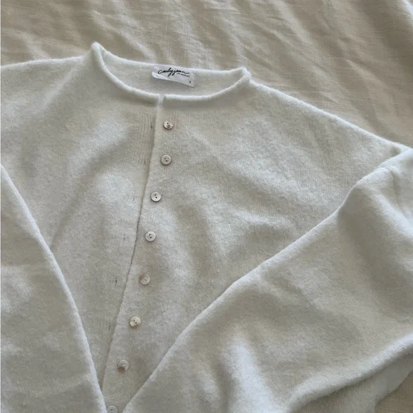 CJLA Ellie ivory White Button-Up Sweater cardigan - Picture 7 of 7